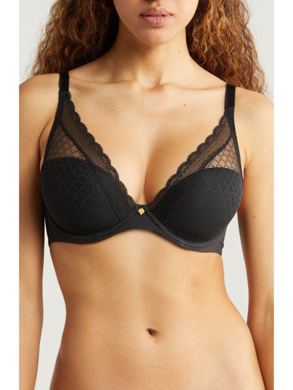 🆕CHANTELLE Norah Chic Plunge T-Shirt Underwire Bra 36DDDD Black #16MNA